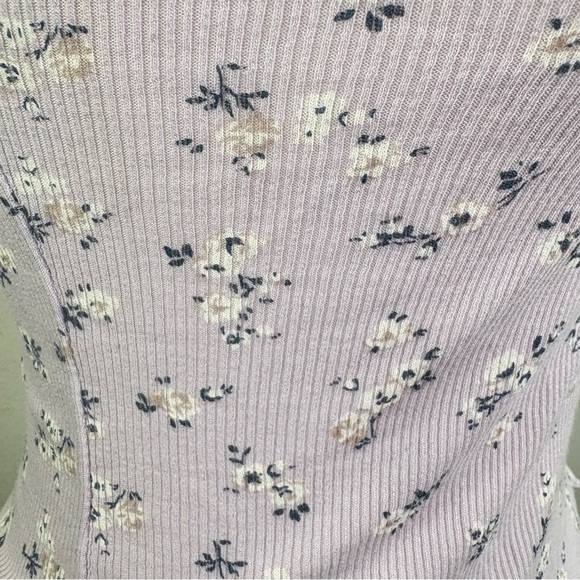 NEW Hollister Y2K babydoll ditzy ditsy floral print lettuce edge lavender cami S - Picture 9 of 16